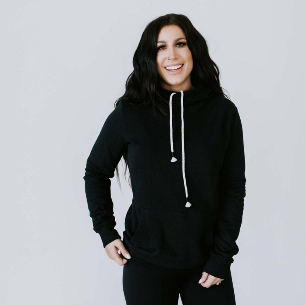 Lilly & Lottie Crossover Hoodie Black, Extra Small with Thumbholes - Like New